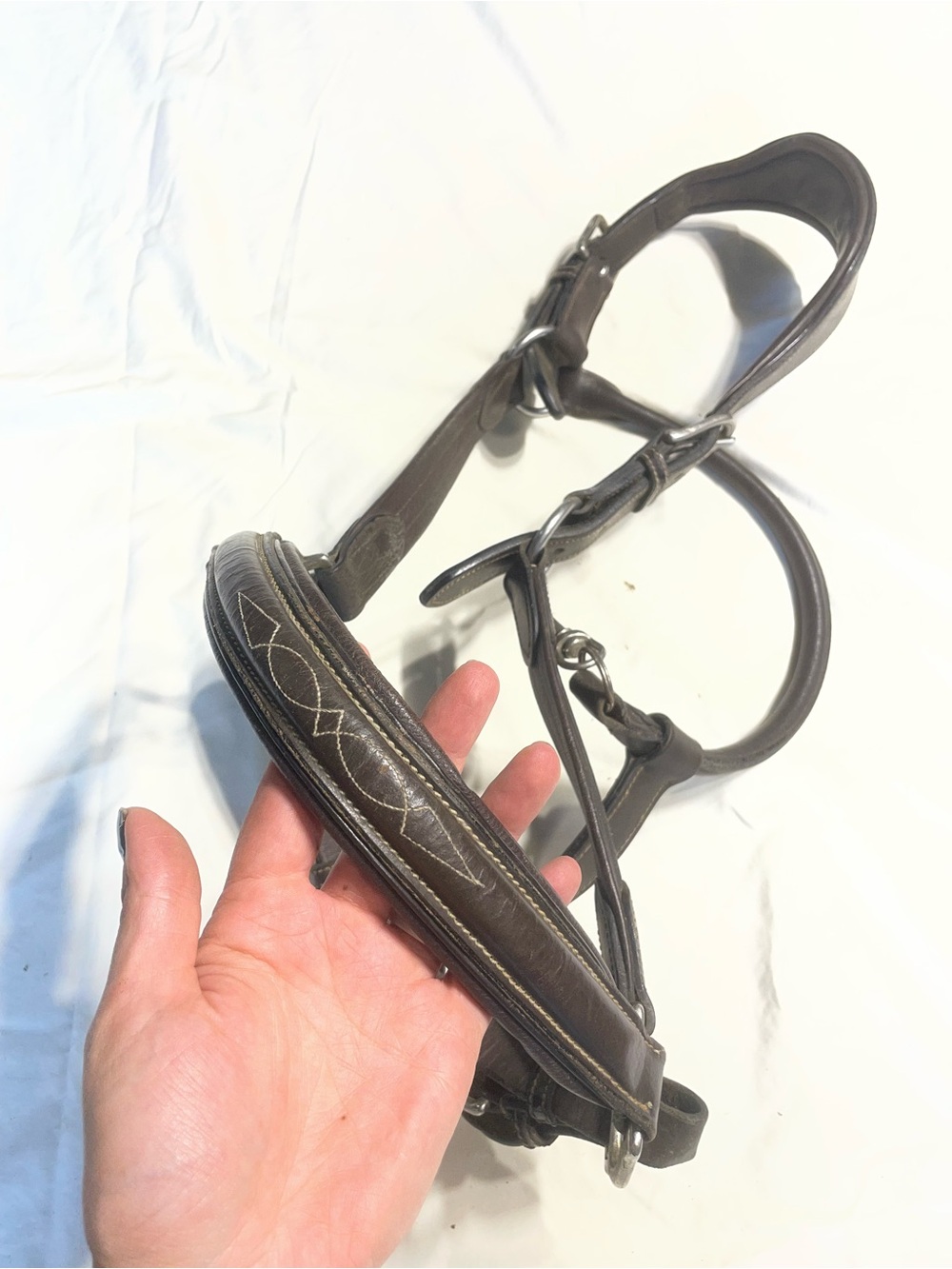 Horse Size Fancy Stitch Padded Leather Halter